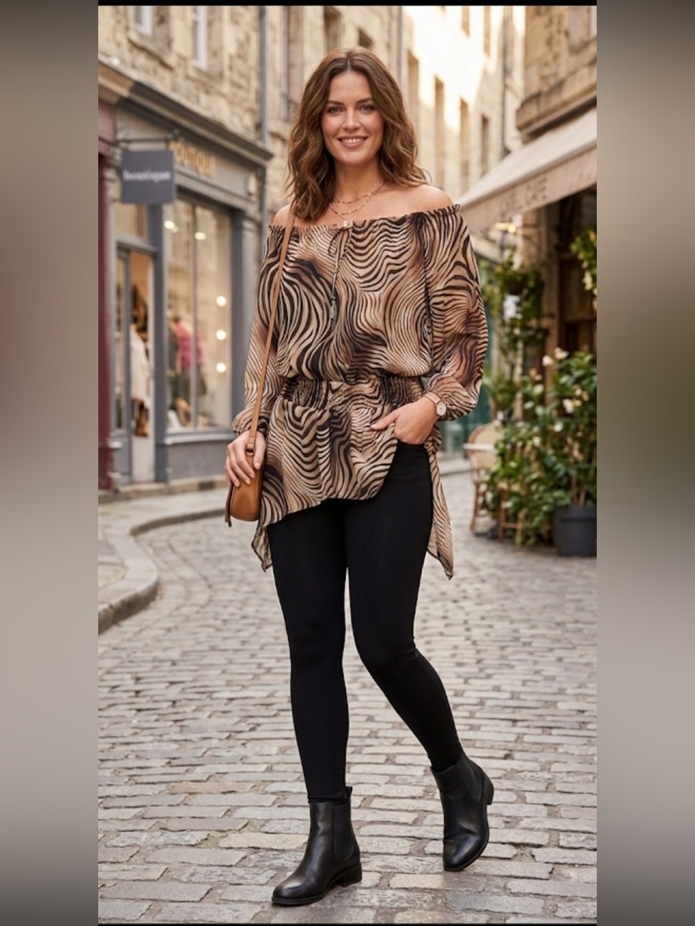 Animal print sheer top size M